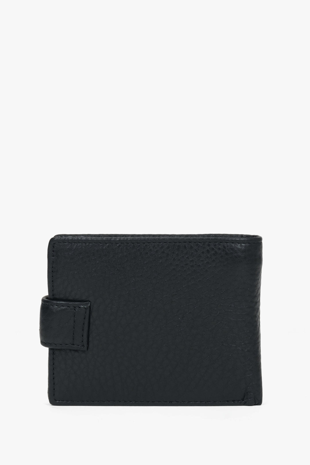 Men’s black genuine leather wallet with strap closure Estro.