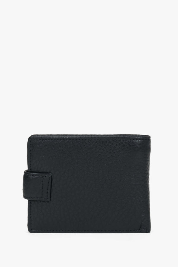 Men’s black genuine leather wallet with strap closure Estro.