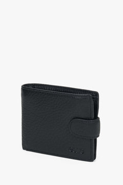 Men’s wallet, black, genuine leather, strap closure, Estro.