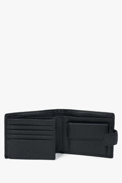 Genuine leather black men’s wallet with strap closure Estro.