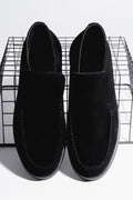 Men's Black Genuine Velour High-Top Loafers Estro ER00120641.