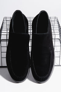 Men's Black Genuine Velour High-Top Loafers Estro ER00120641.