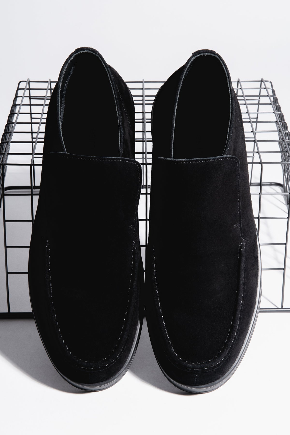 Men's Black Genuine Velour High-Top Loafers Estro ER00120641.