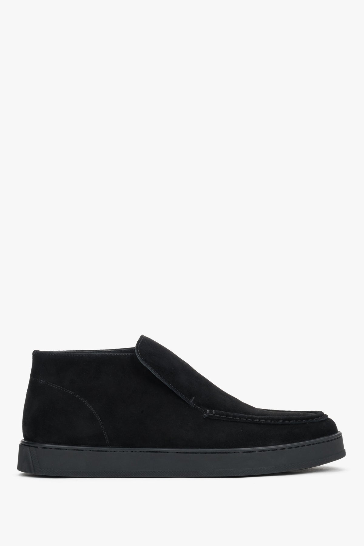 Men's black natural velour high-top loafers Estro.