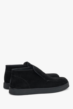 Made of natural velour, men's black slip-on high-top shoes Estro.