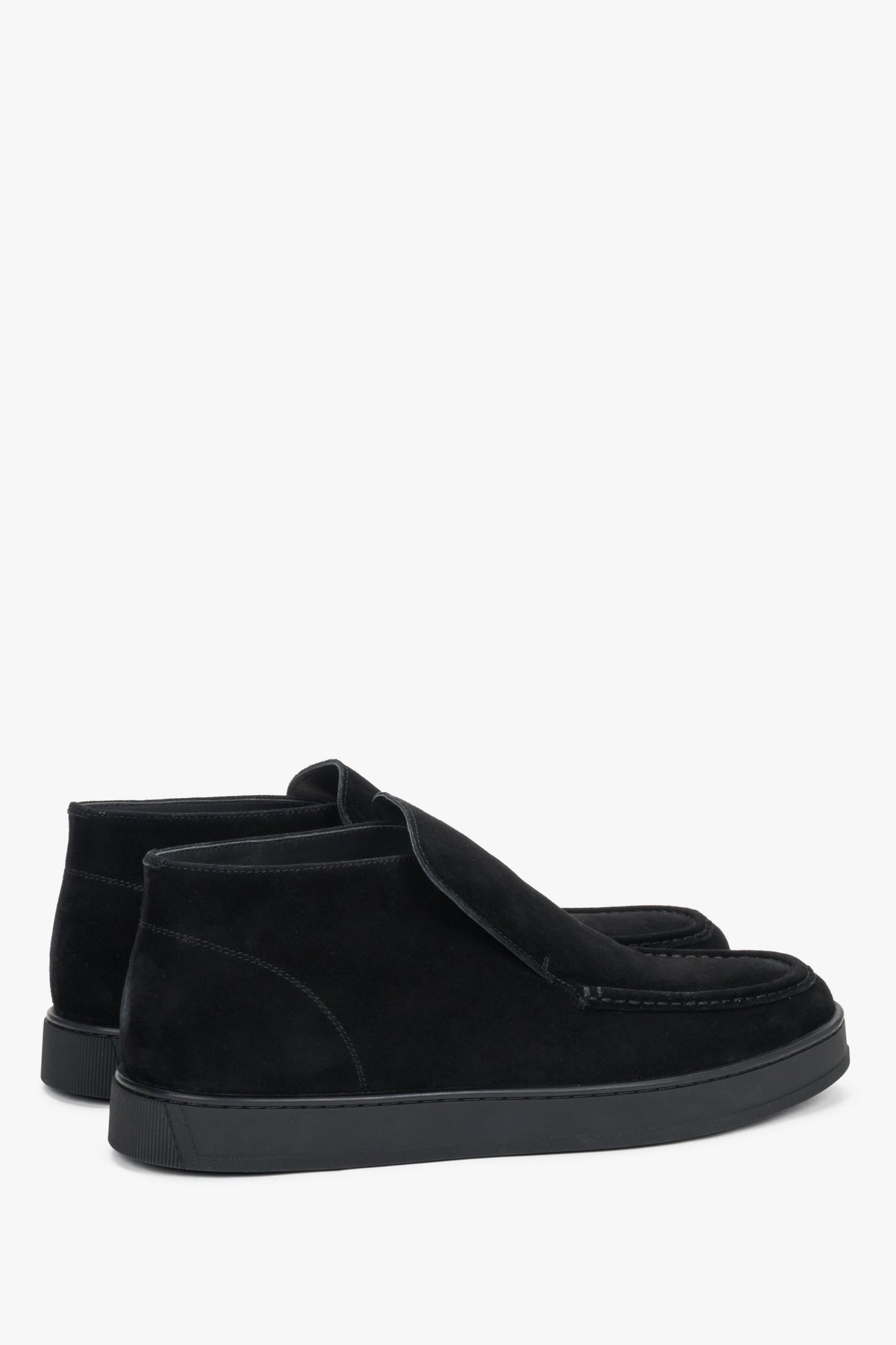 Made of natural velour, men's black slip-on high-top shoes Estro.