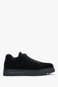 Men's Black Genuine Velour Low-Top Sneakers with Warm Fur Lining Estro ER00120668.