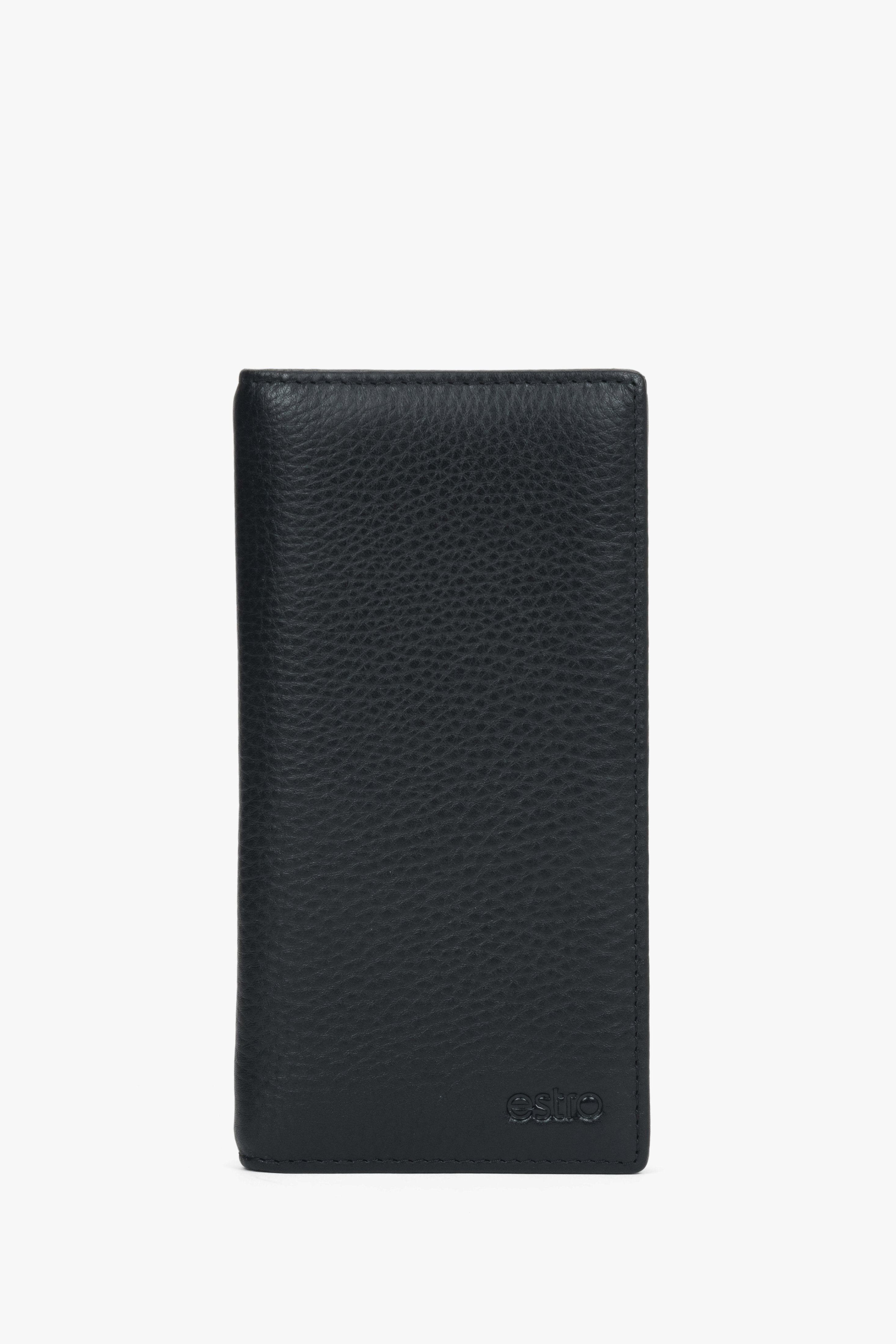 Men's Black Large Wallet in Pebbled Genuine Leather Estro ER00118741.
