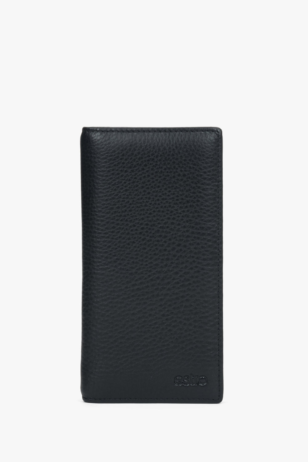 Men's Black Large Wallet in Pebbled Genuine Leather Estro ER00118741.