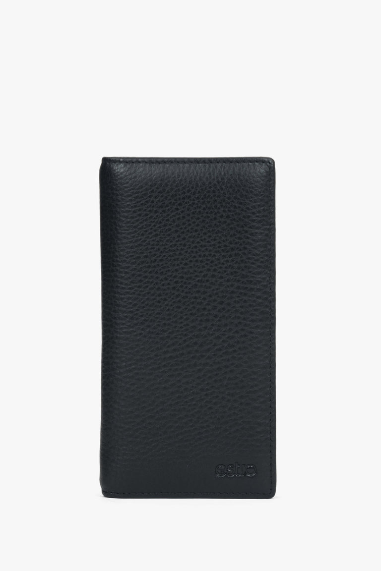Men's Black Large Wallet in Pebbled Genuine Leather Estro ER00118741.