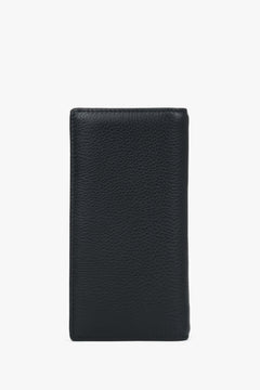 Large black men’s wallet made of pebbled genuine leather.
