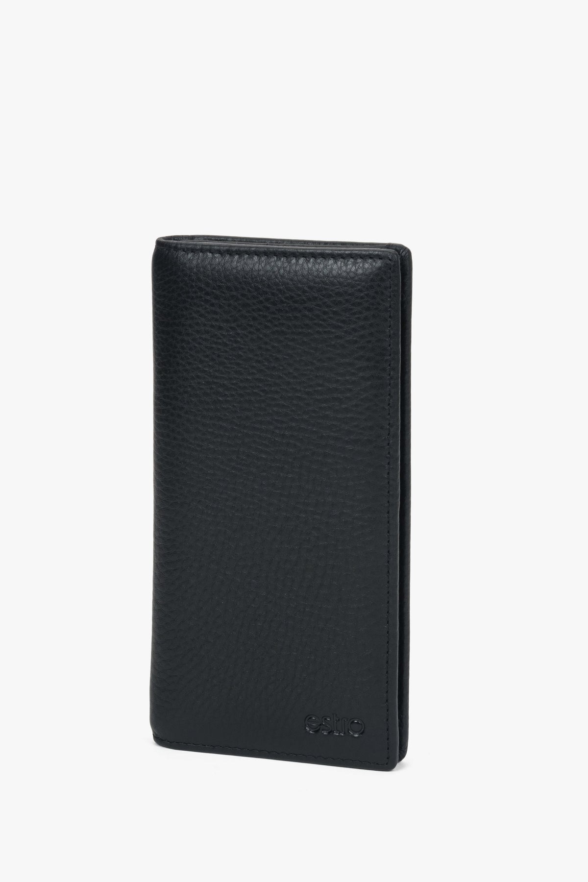 Men’s large black wallet in pebbled genuine leather Estro.