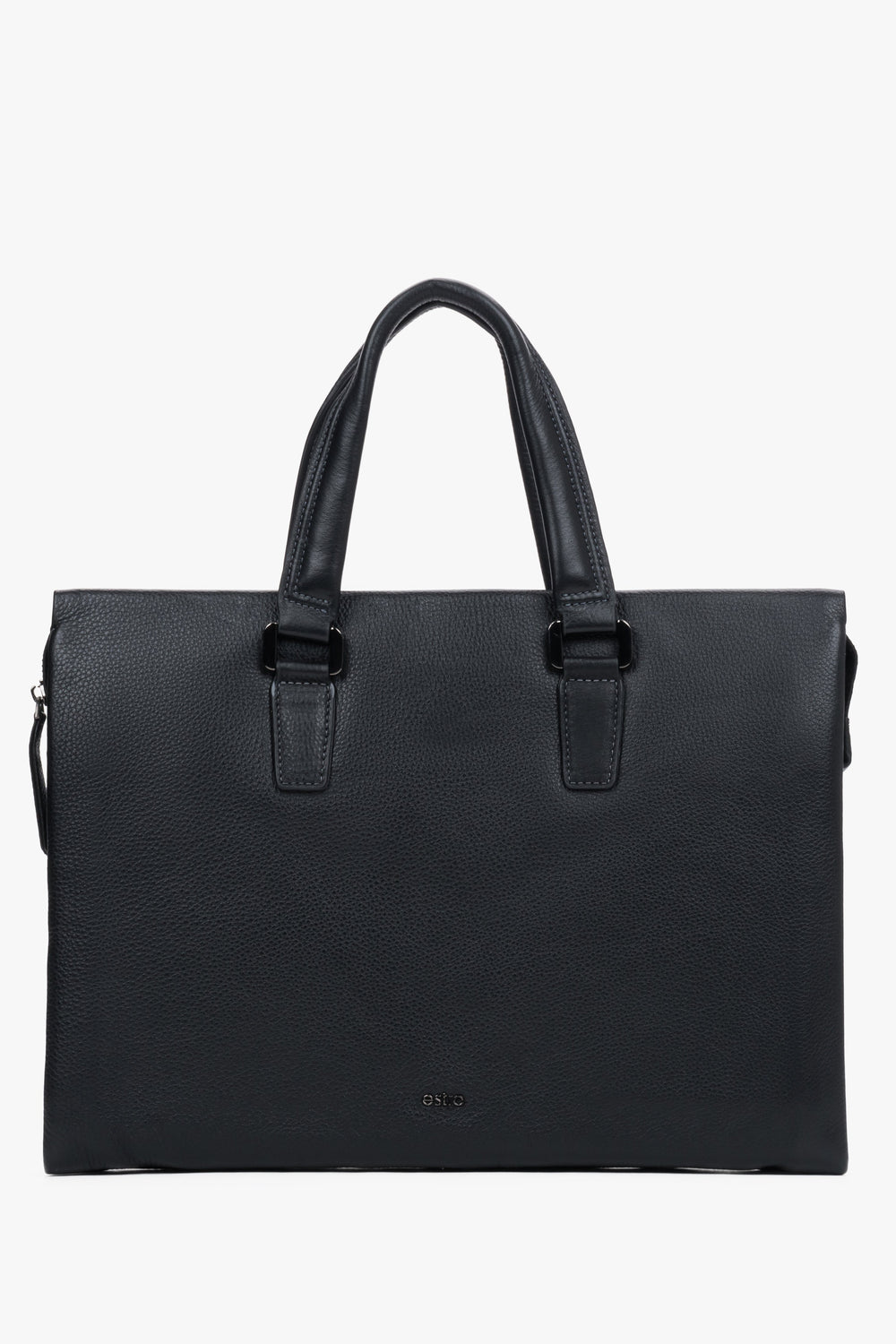Men's Black Natural Leather Briefcase Fitting A4 Estro ER00120416