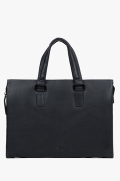 Men's Black Natural Leather Briefcase Fitting A4 Estro ER00120416
