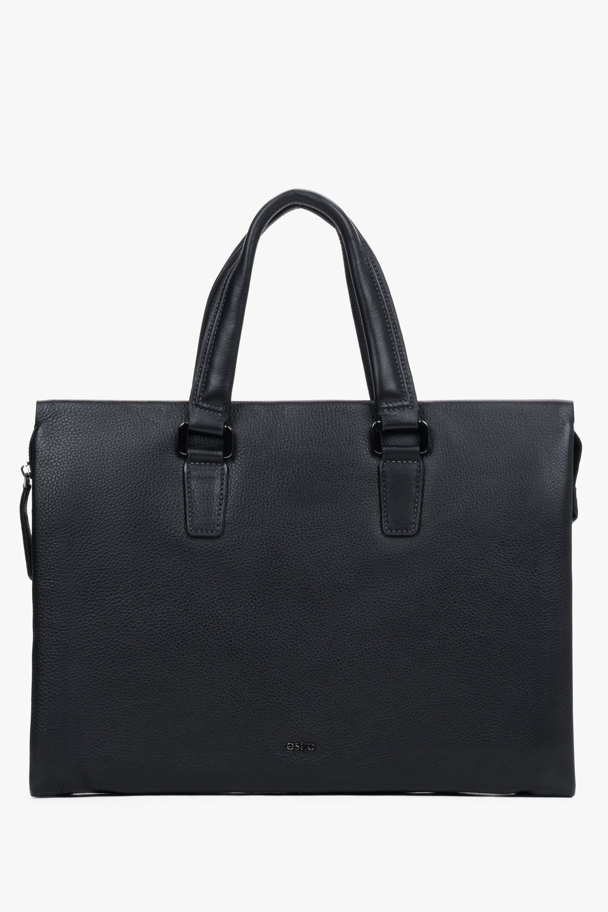 Men's Black Natural Leather Briefcase Fitting A4 Estro ER00120416