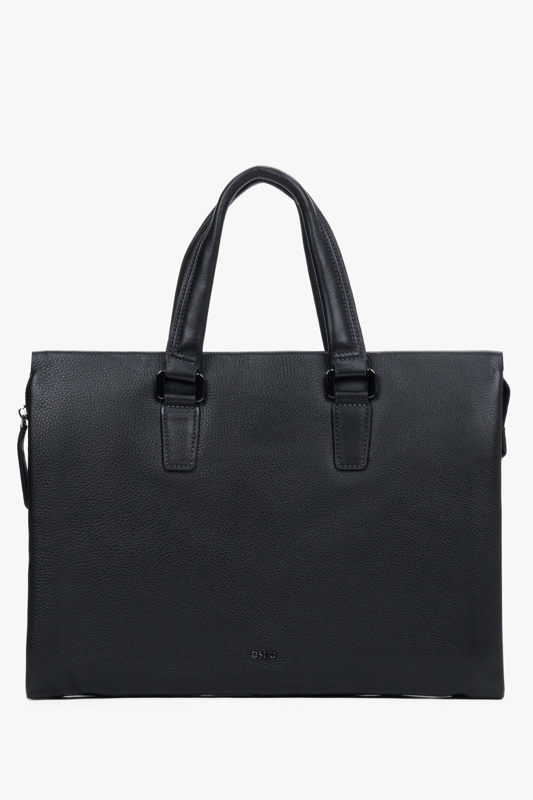 Men's Black Natural Leather Briefcase Fitting A4 Estro ER00120416