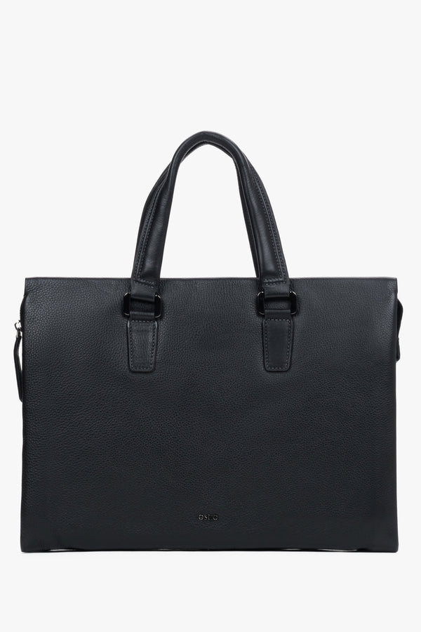 Men's Black Natural Leather Briefcase Fitting A4 Estro ER00120416