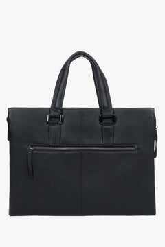 Men's black natural leather briefcase.