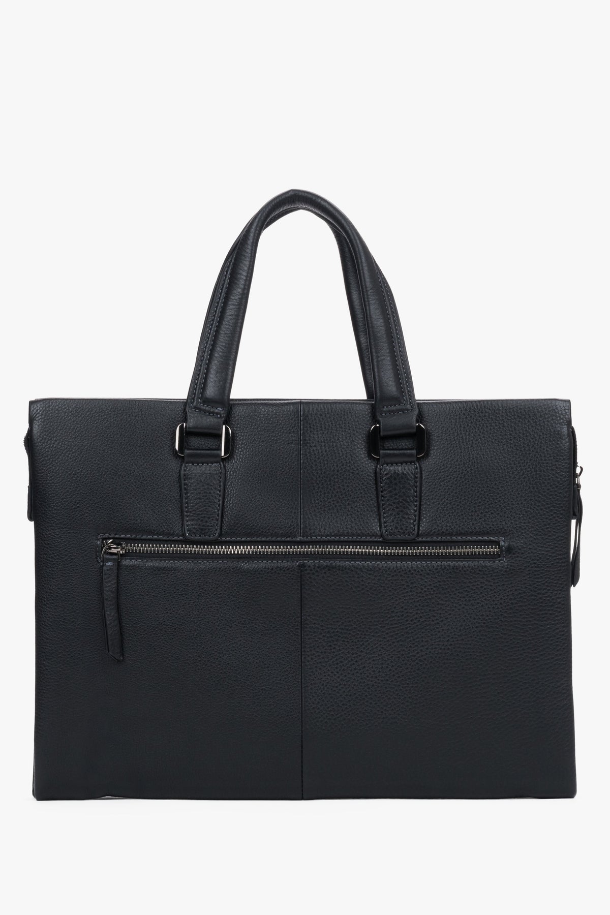 Men's black natural leather briefcase.
