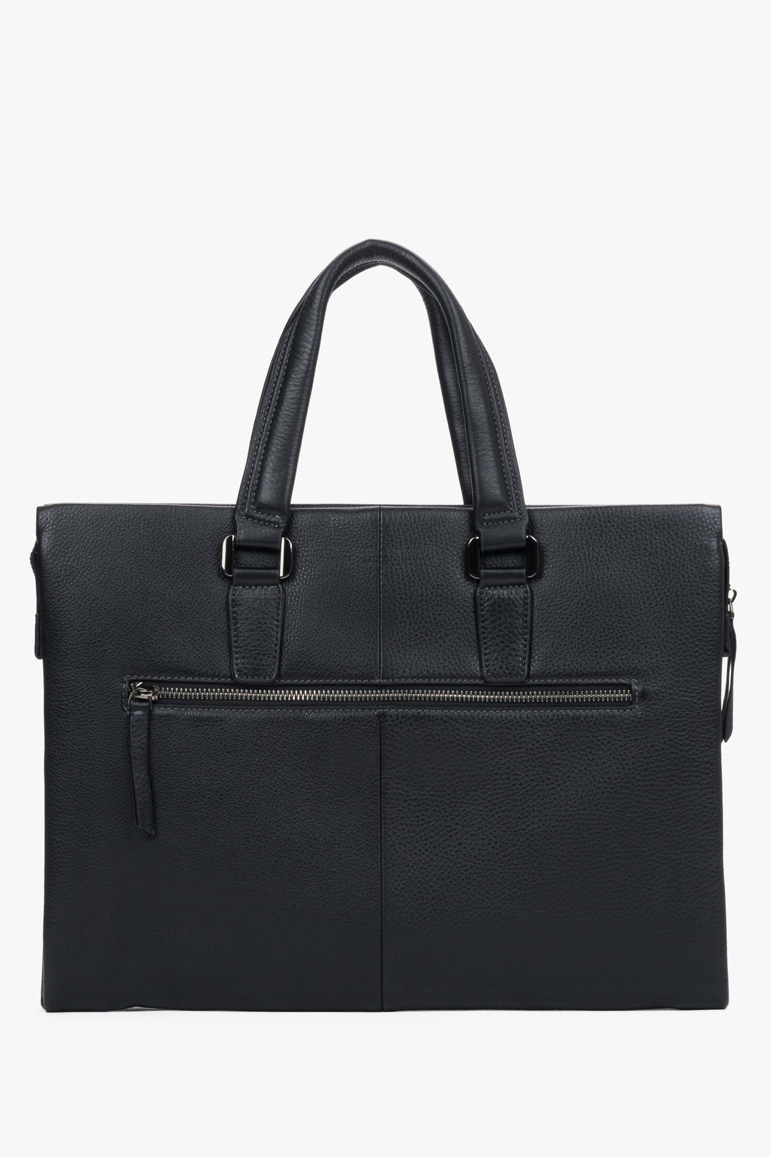 Men's black natural leather briefcase.