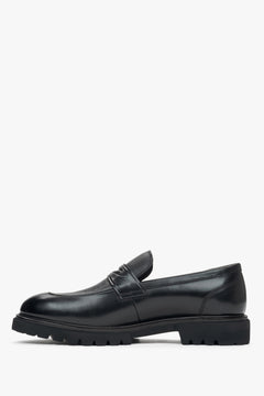 Men's black leather penny loafers with comfortable sole Estro ER00115982.