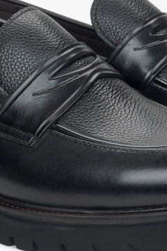Men's black leather penny loafers Estro ER00115982, penny style, with comfortable sole.