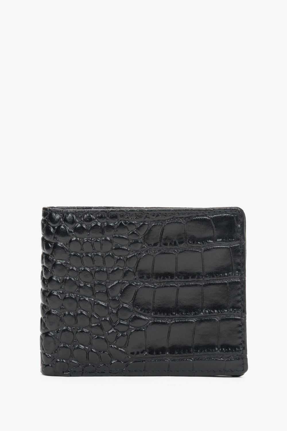 Men's Black Leather wallet with Crocodile-Embossed Pattern Estro ER00120434