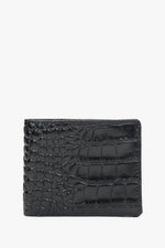 Men's Black Leather wallet with Crocodile-Embossed Pattern Estro ER00120434
