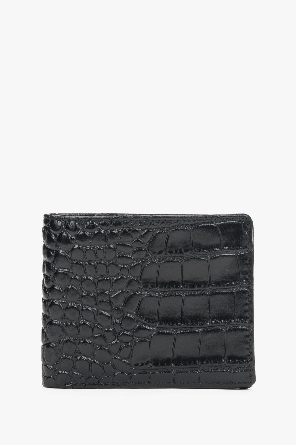 Men's Black Leather wallet with Crocodile-Embossed Pattern Estro ER00120434