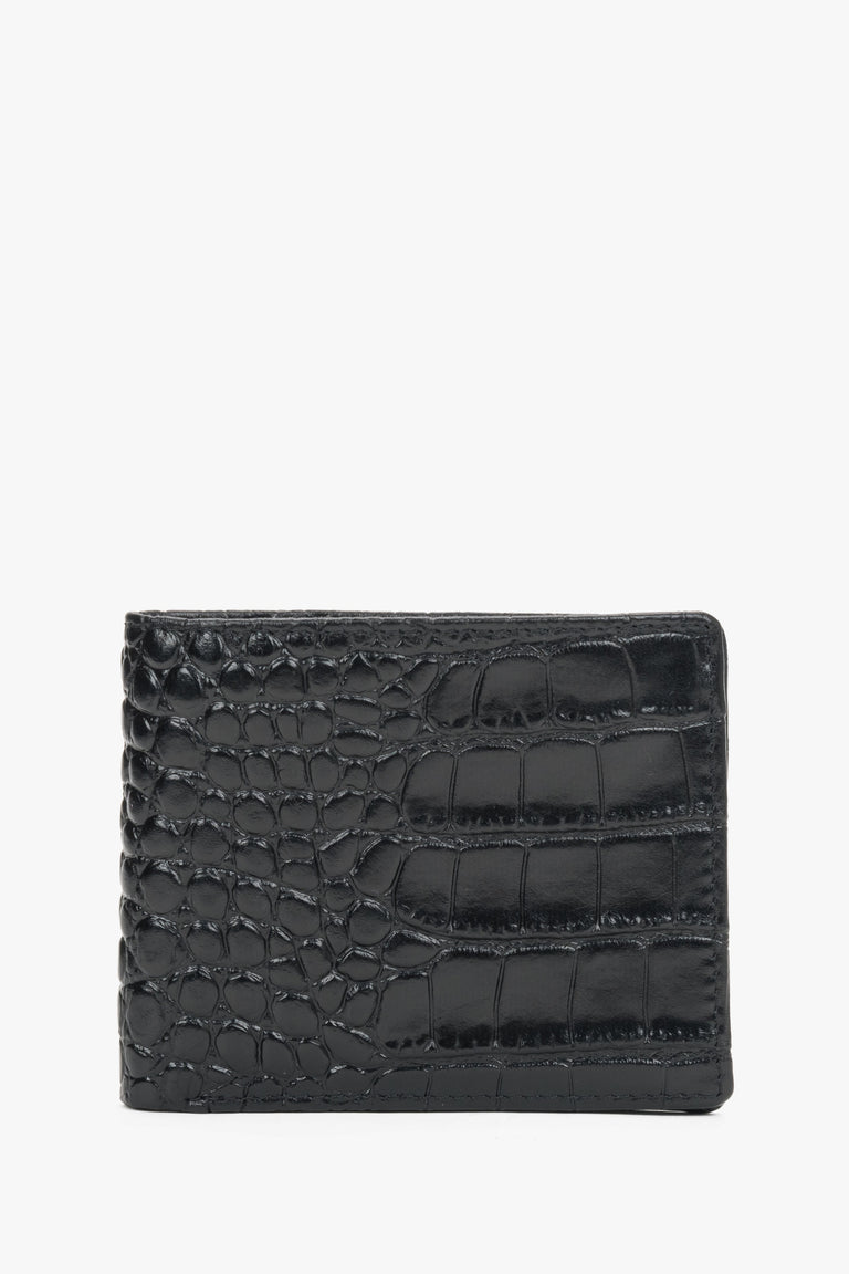 Men's Black Leather wallet with Crocodile-Embossed Pattern Estro ER00120434