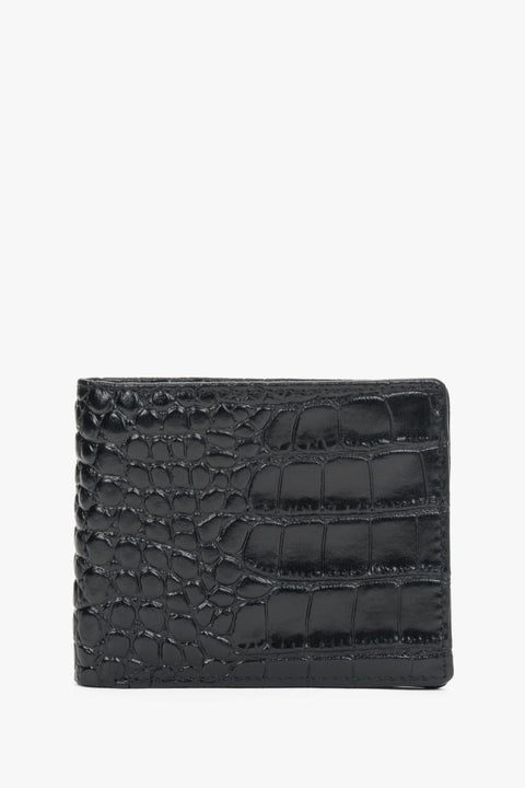 Men's Black Leather wallet with Crocodile-Embossed Pattern Estro ER00120434