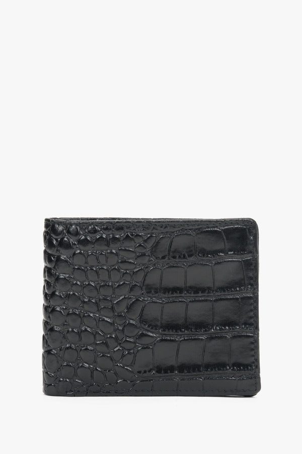Men's Black Leather wallet with Crocodile-Embossed Pattern Estro ER00120434