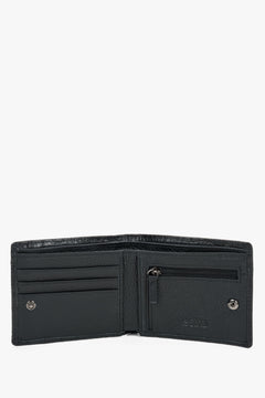 Inside view of black men's wallet with card slots.