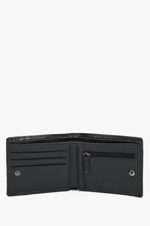 Inside view of black men's wallet with card slots.