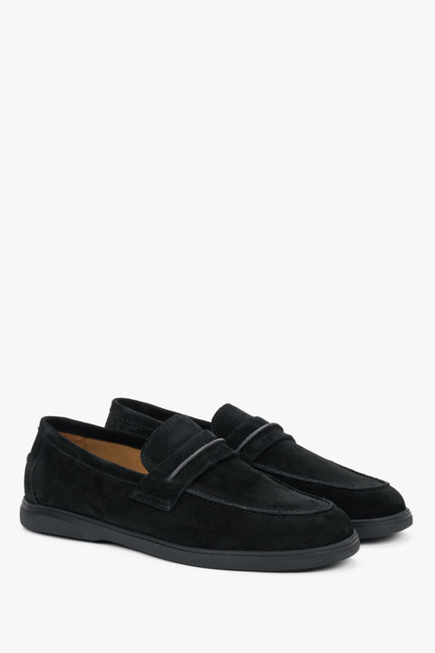 Men's Black Casual Loafers in Premium Italian Genuine Velour Estro ER00119352.