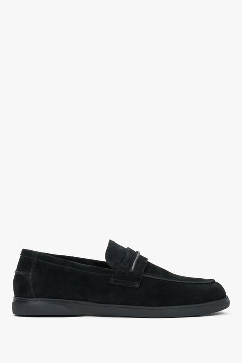 Men’s black casual loafers in premium Italian velour Estro.