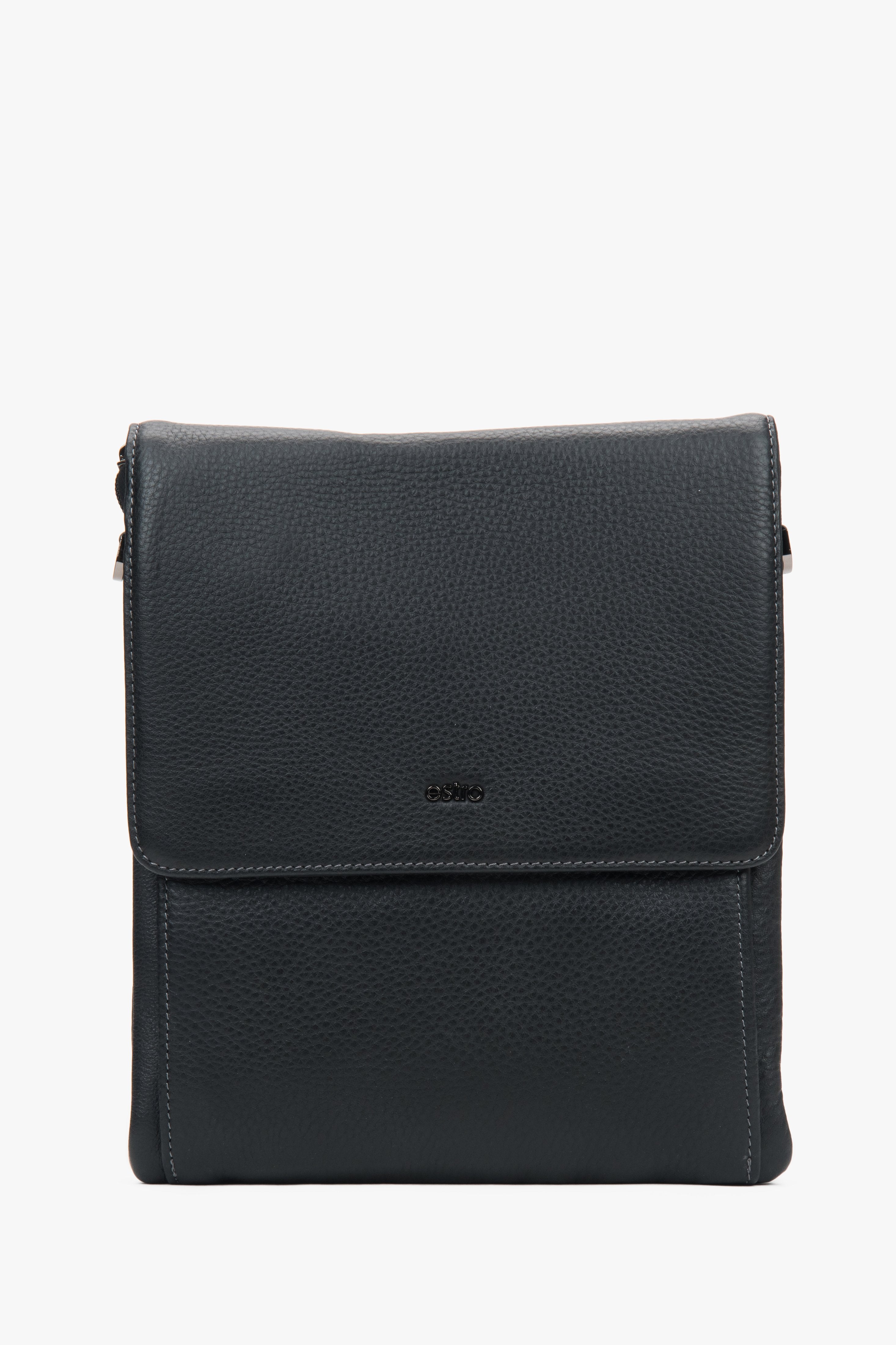 Men’s Black Pebble Leather Magnetic Tablet Bag Estro ER00117323.
