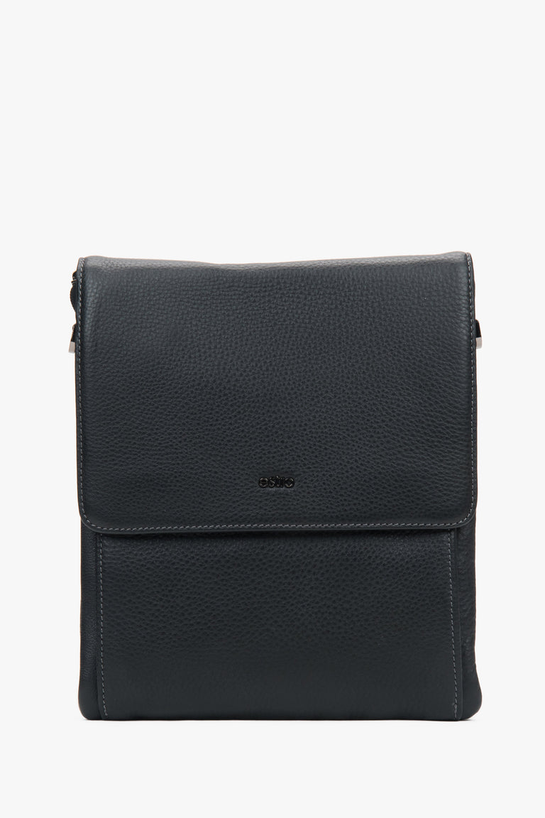 Men’s Black Pebble Leather Magnetic Tablet Bag Estro ER00117323.