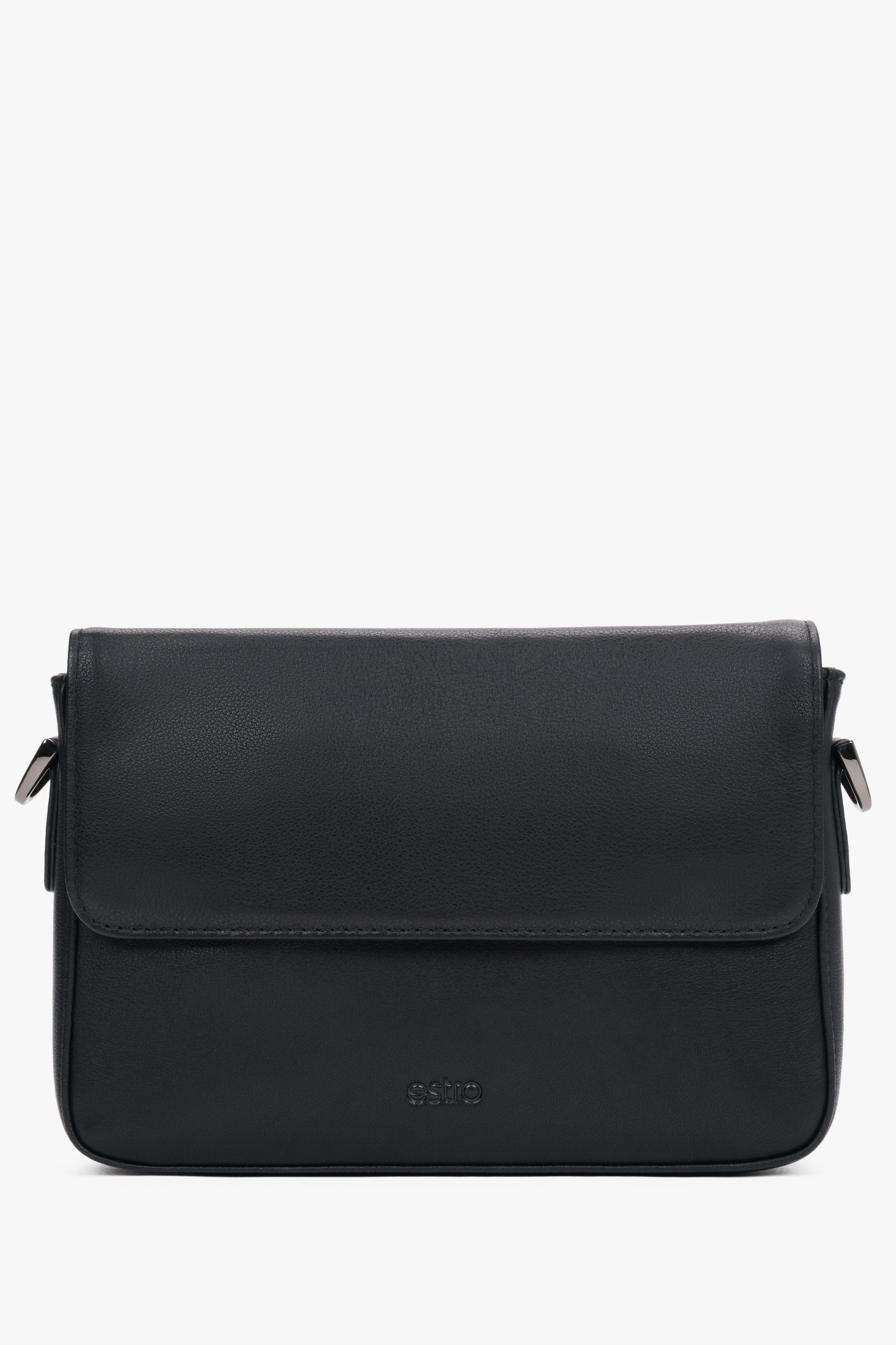 Men's Black Shoulder Bag made of Genuine Leather Estro ER00120397.