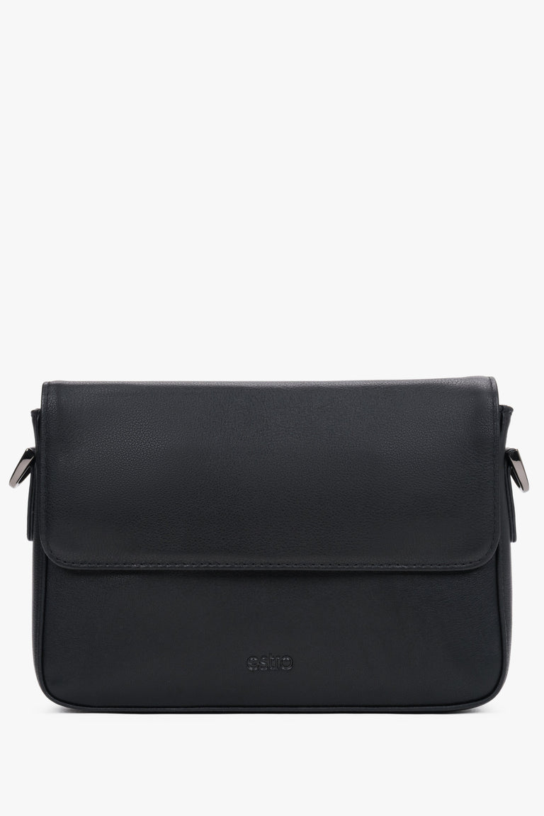 Men's Black Shoulder Bag made of Genuine Leather Estro ER00120397.