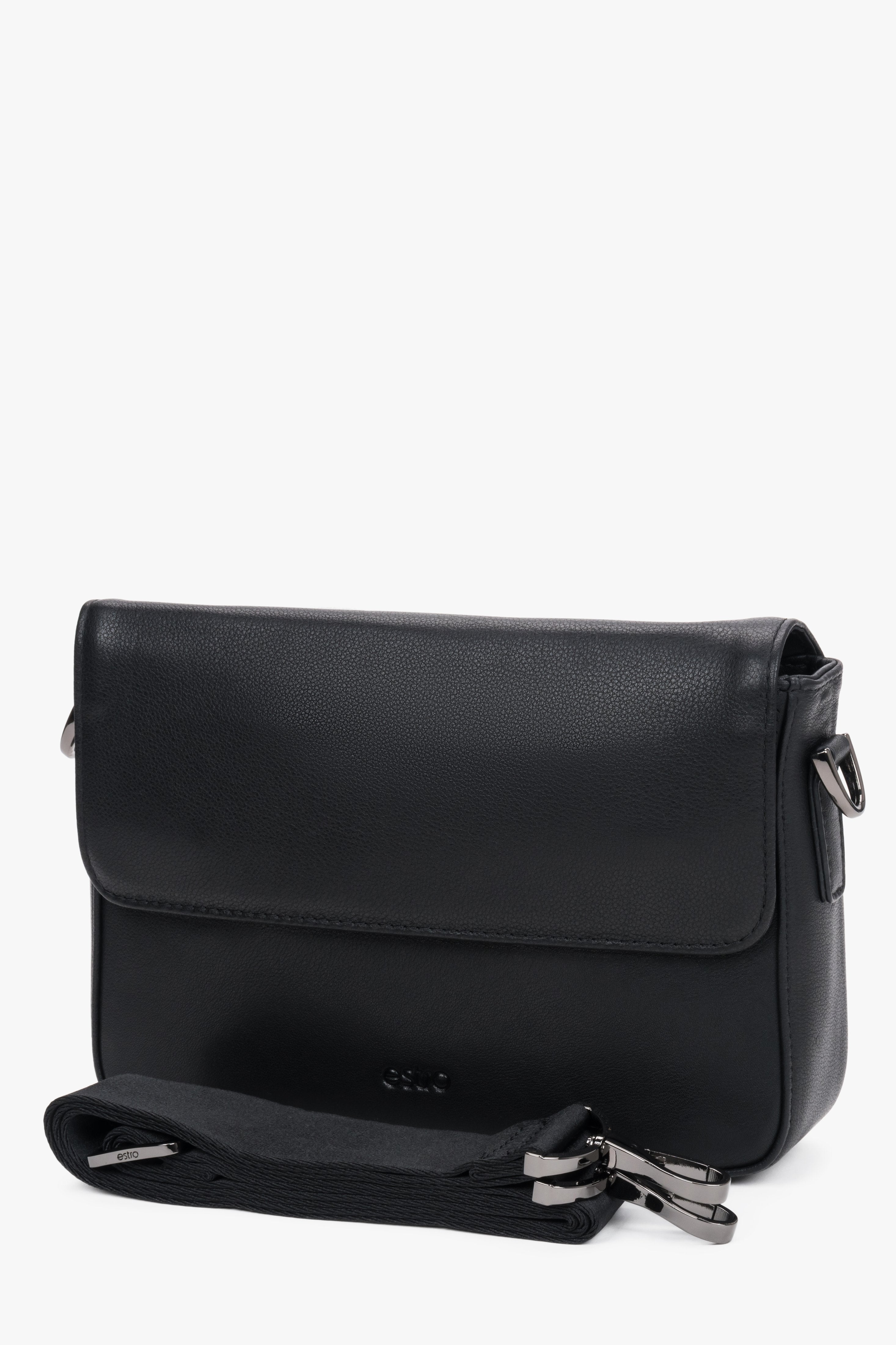 Elegant men’s black shoulder bag Estro made of genuine leather.