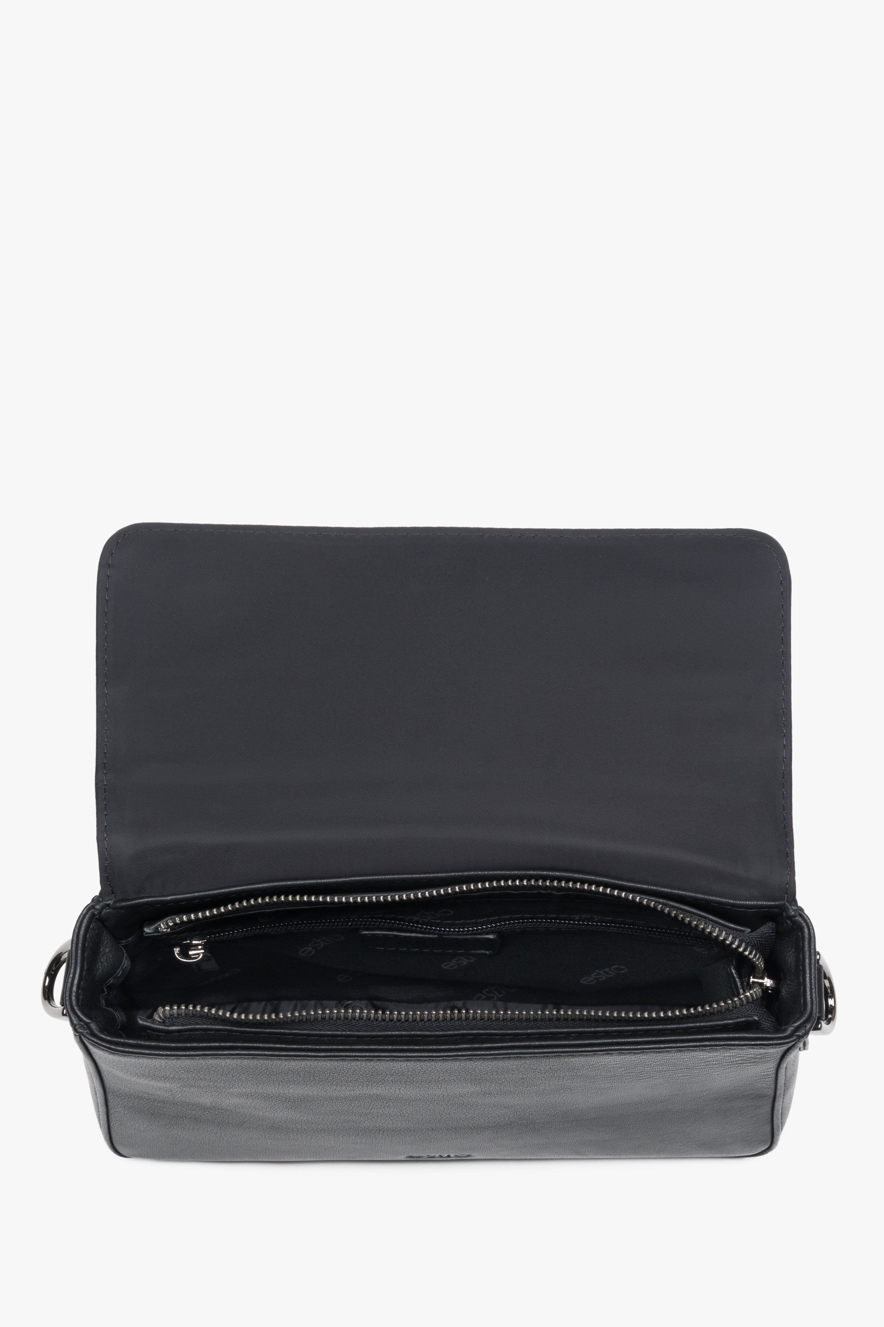 Men’s shoulder bag Estro made of high-quality black genuine leather.