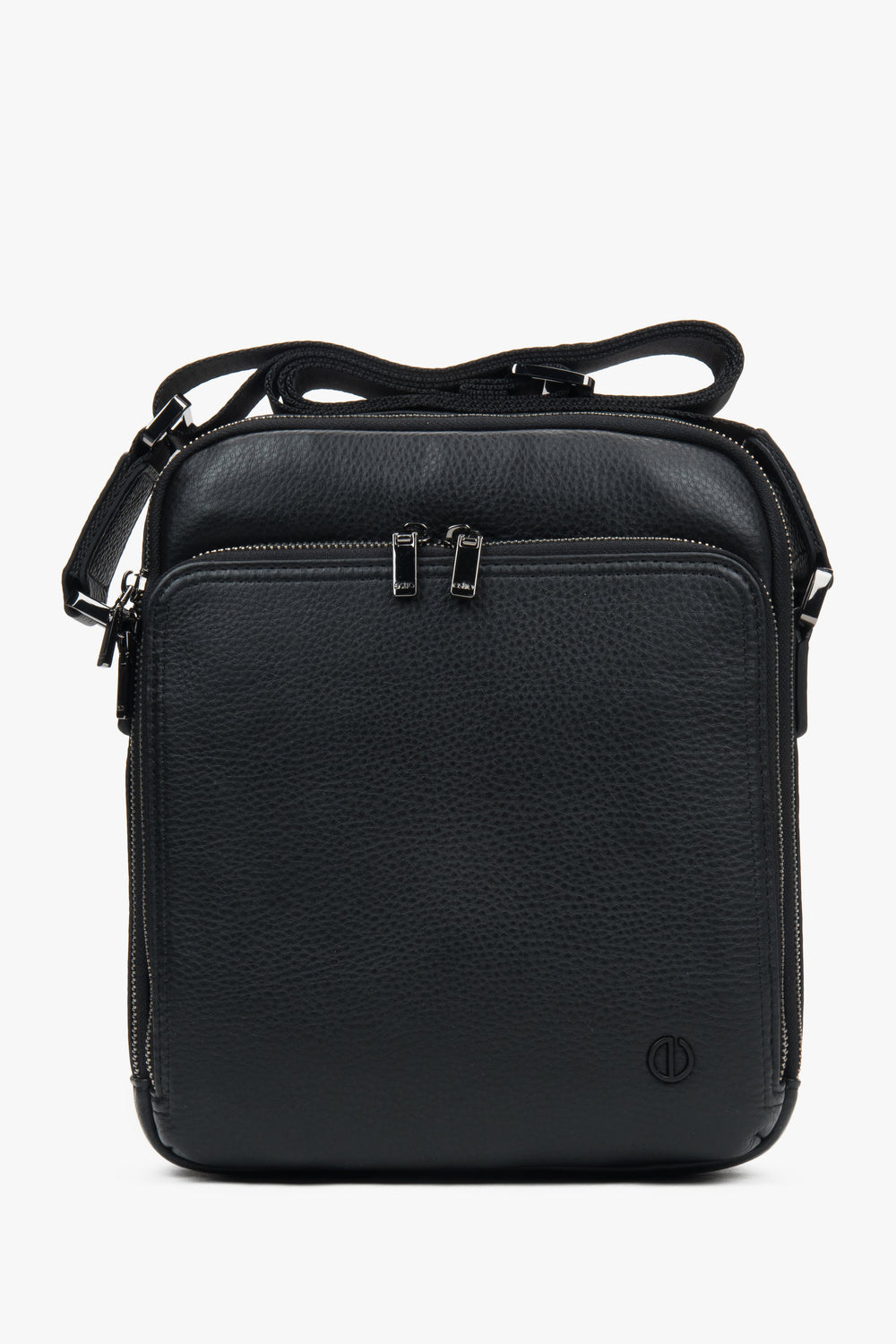 Men's Black Genuine Leather Shoulder Bag Estro ER00117322.