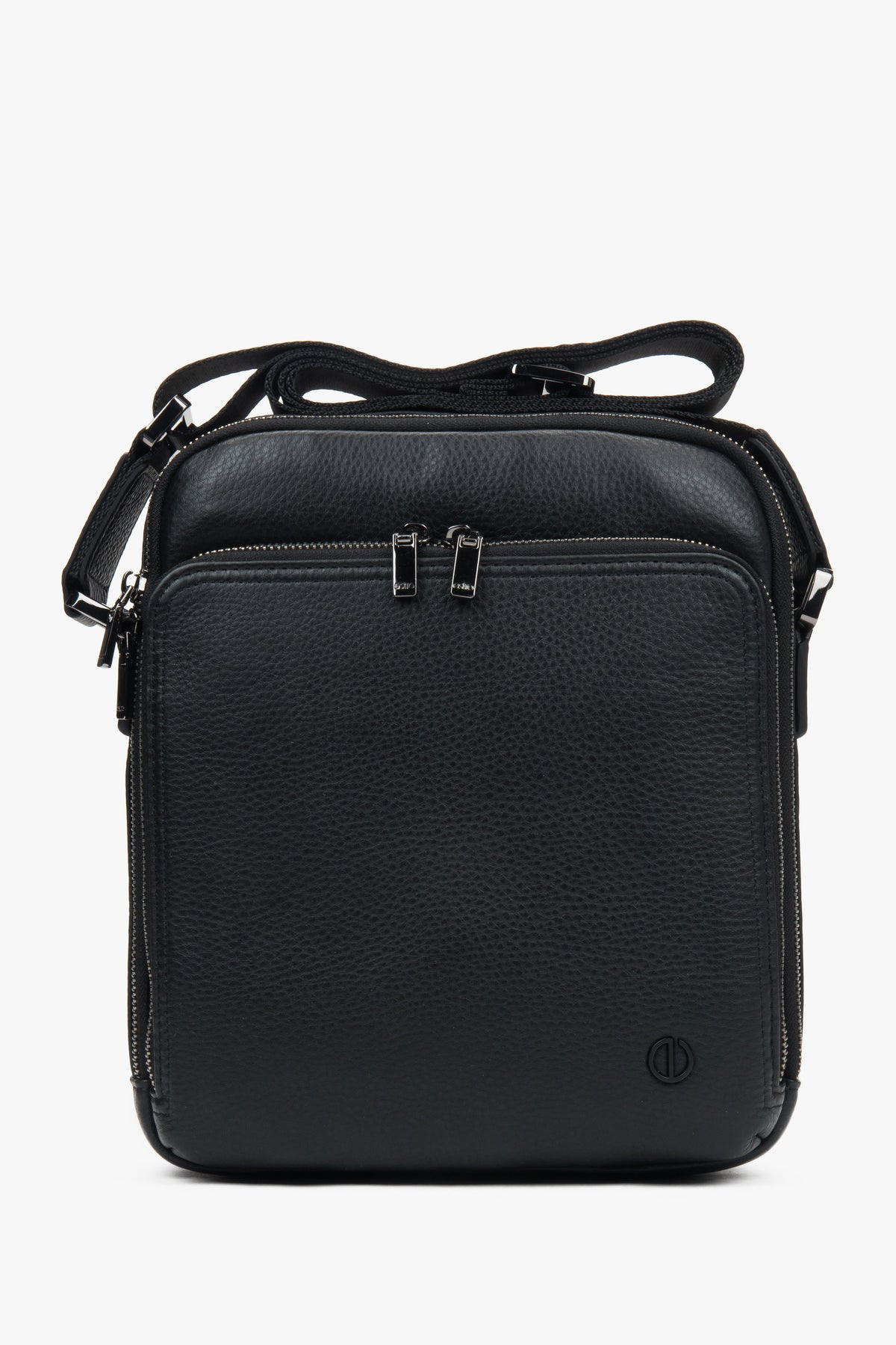 Men's Black Genuine Leather Shoulder Bag Estro ER00117322.