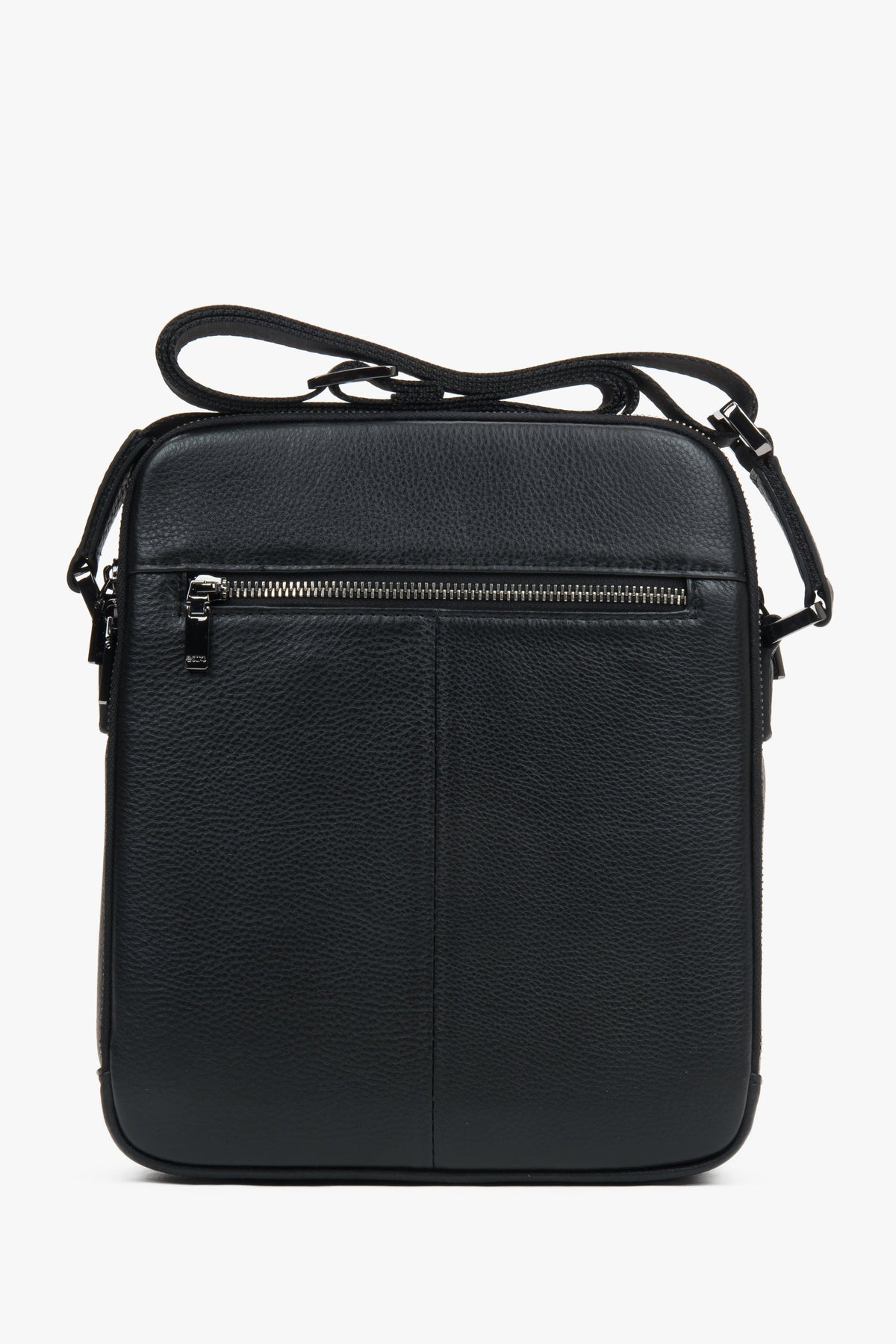 Men’s black genuine leather shoulder bag Estro.
