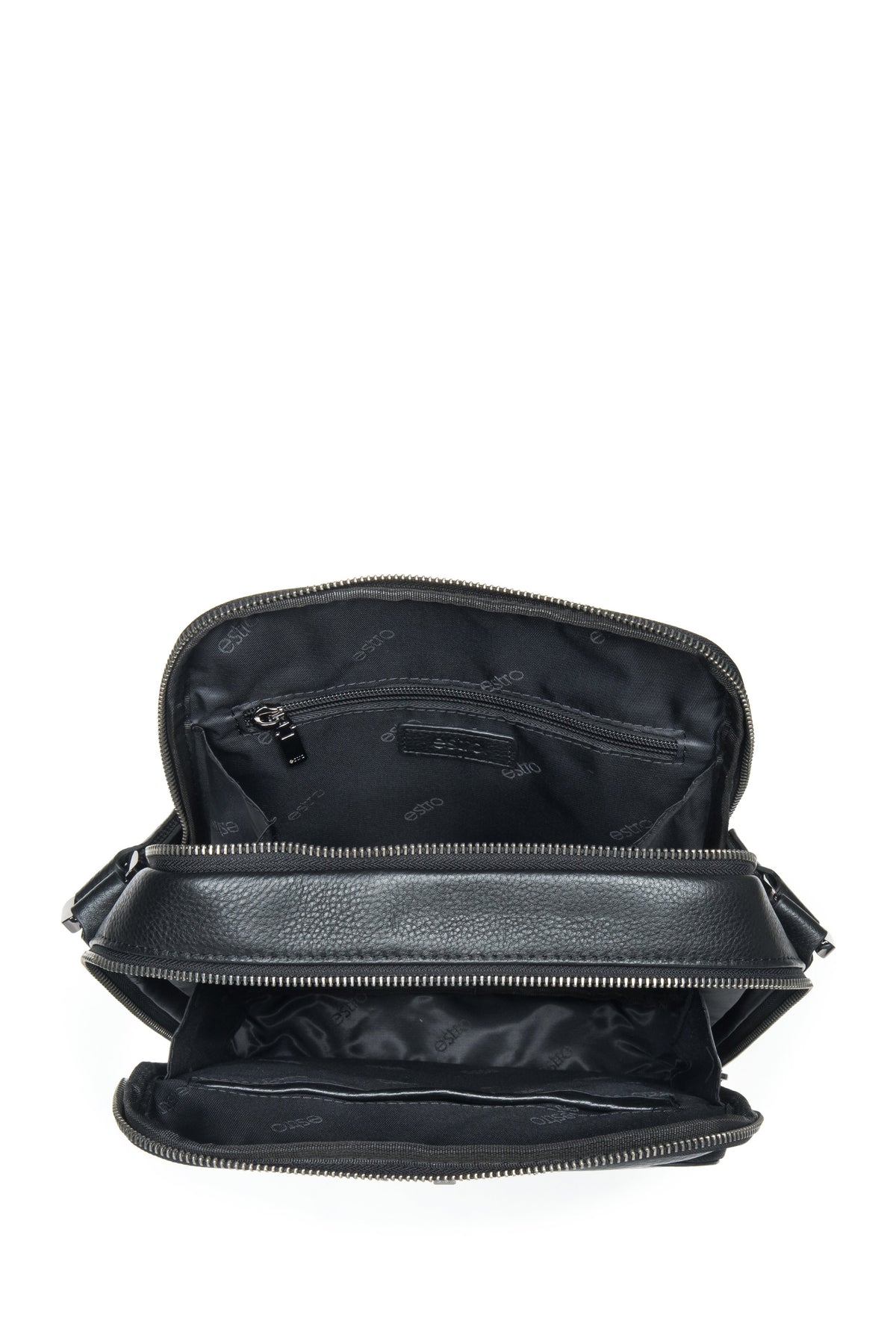 Genuine leather black men’s shoulder bag Estro.