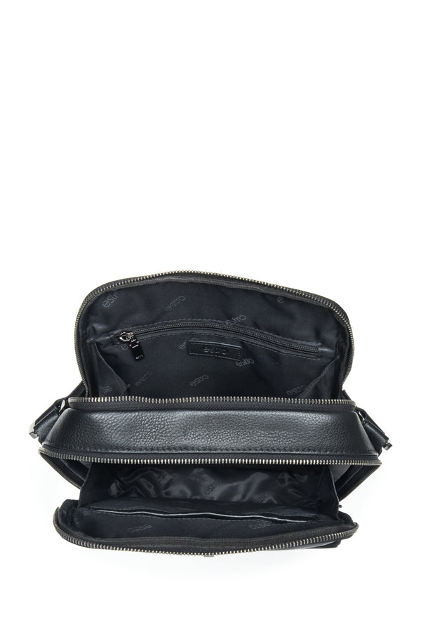 Genuine leather black men’s shoulder bag Estro.