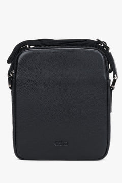 Men's Black Shoulder Bag made of Pebbled Genuine Leather Estro ER00120403.