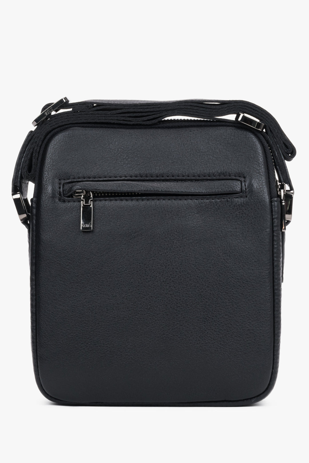 Elegant men’s shoulder bag Estro made of black pebbled leather.