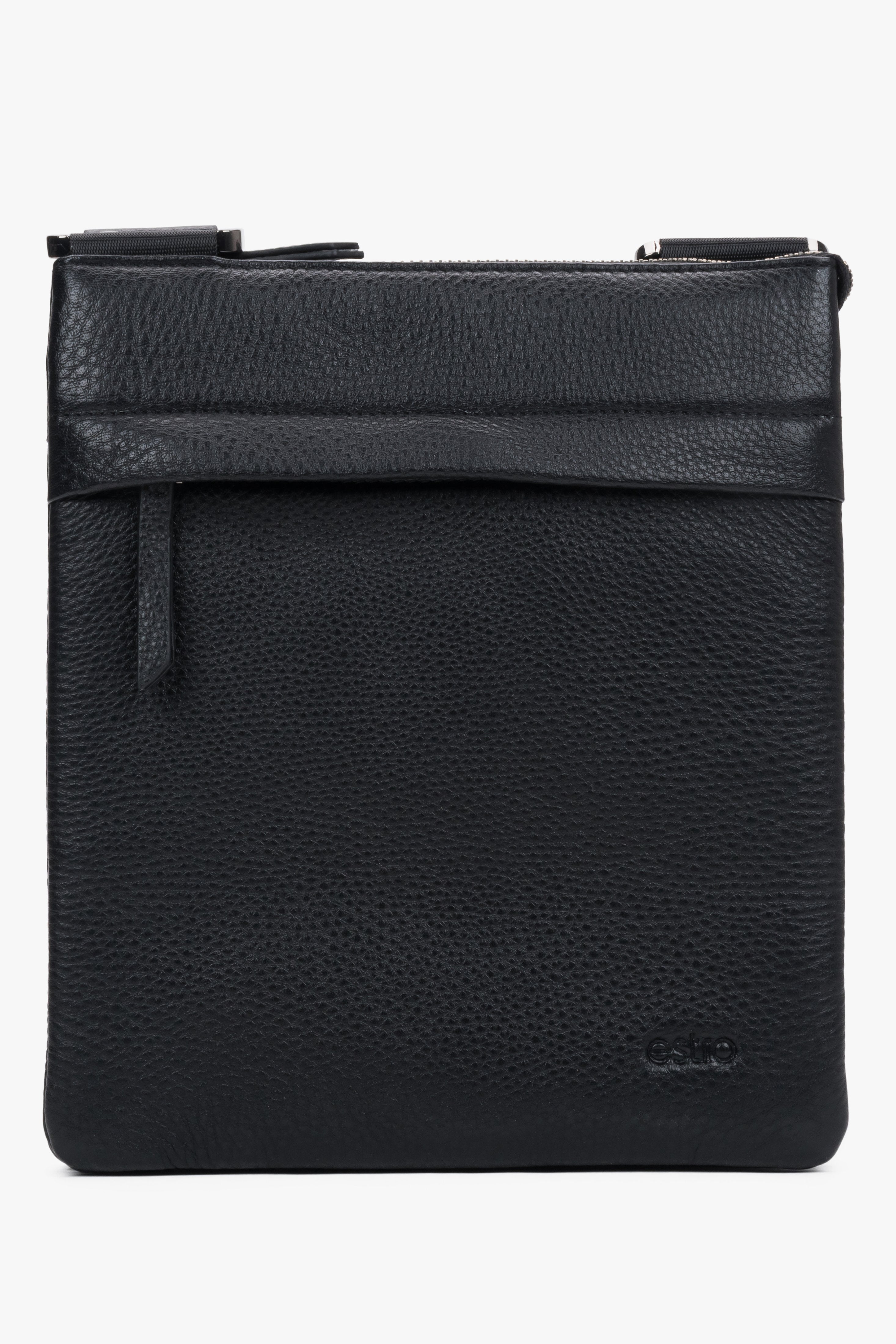 Men's Black Shoulder Pouch Bag made of Genuine Leather Estro ER00120415.